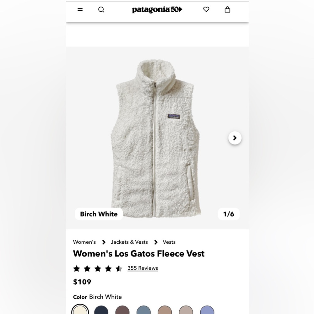 white Patagonia Fleece Vest size xs